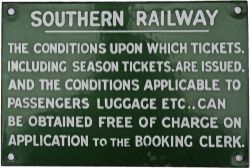 Southern Railway small enamel Sign re Issue of Tickets.