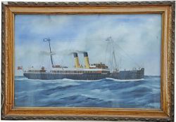 Original 1925 Oil Painting of GER (later LNER) cross channel Ship ARCHANGEL by Dutch Artist AJ