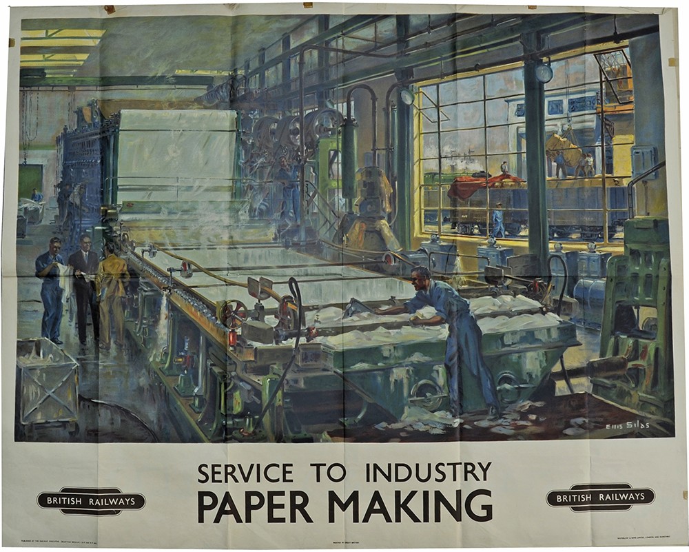 Poster BR `Service To Industry - Paper Making` by Ellis Silas, quad royal size 40" x 50". An image