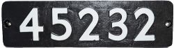 Smokebox Numberplate 45232. Ex Stanier Black 5 locomotive built Armstrong Whitworth under works