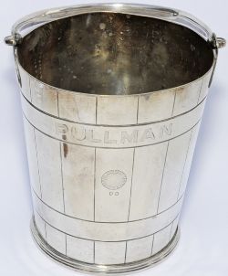 Pullman 5" diameter Silver Plate Ice Bucket. Hand engraved `Pullman` at top rim and stamped with