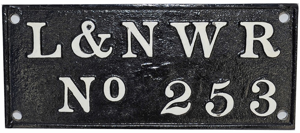 L&NWR cast iron Tender Plate No 253. Would have been fitted to a wide variety of locomotives.