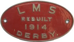 Worksplate LMS Rebuilt 1914 Derby. Ex Johnson Class 0F LMS number 1516, later BR number 41516. A