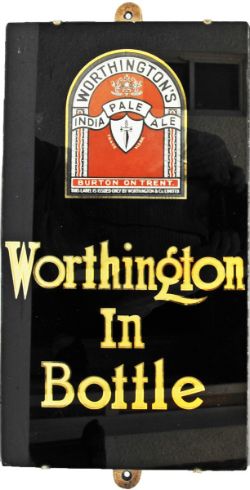 Brewery Advertising Glass & Slate Sign  `Worthington In Bottle` label at top, 20" x 11", excellent