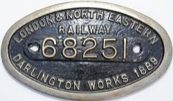 Worksplate 9" x 5" London & North Eastern Railway Darlington Works 1889 with number ground off but