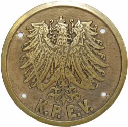 KPEV (Königlich Preußische Eisenbahn Verwaltung) brass Plate bearing the Prussian Eagle. Almost