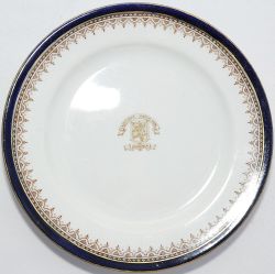 Caledonian Station Hotel Edinburgh china Plate, 8½" diameter with blue edge pattern and large logo