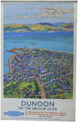 Poster BR `Dunoon - On the Firth of Clyde` by Montague Black, double royal size 40" x 25". Bird`s
