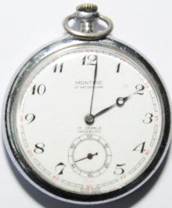 BR(S) Pocket Watch by Montine of Switzerland. 17 Jewel Incabloc, engraved with company on rear and