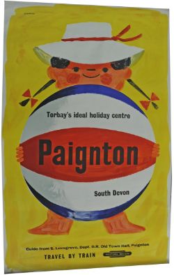 Poster BR `Paignton` by Eckersley, double royal size 40" x 25". Depicts a `cartoon` girl holding a