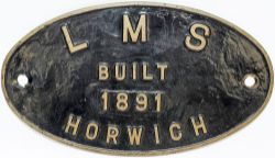 Worksplate LMS Built 1891 Horwich. Ex Aspinall Class 27 locomotive built for the L&YR and numbered