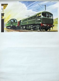 Stock Posters, qty 2 comprising: `New Main Line Electric Locomotive passing a local train` by A N