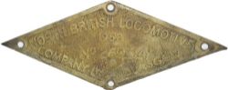 North British Locomotive Company Glasgow brass diamond Worksplate No 26904 dated 1952. Ex 3 ft 6 ins