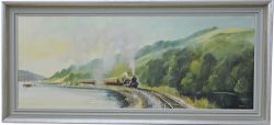 Original Oil Painting `Flying Scotsman` by David Weston (1935 - 2011). Tastefully framed, 30" x 12",