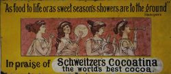 Enamel Advertising Sign `Schweitzer Cocoatina The World`s Best Cocoa. A quality, probably unique