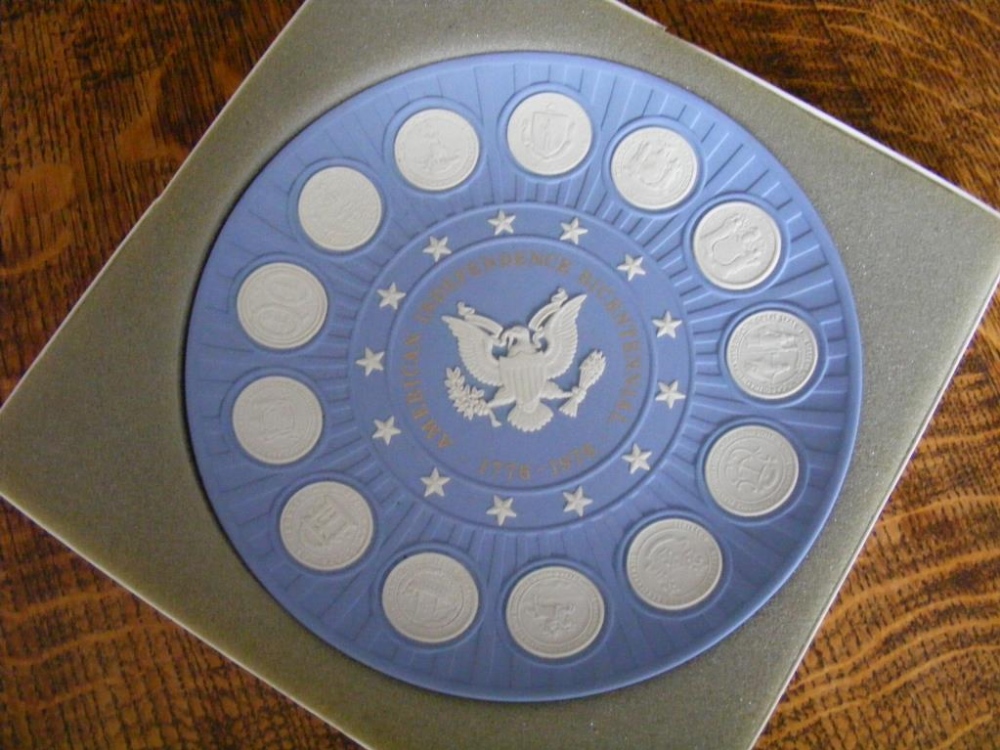 A Wedgwood Plaque and USA Independence Platter.