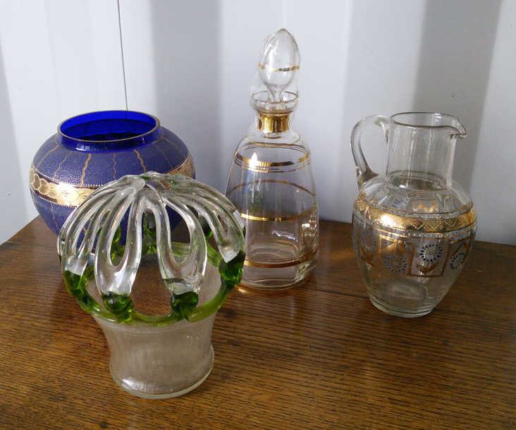 Four various pces of decorative Glass.