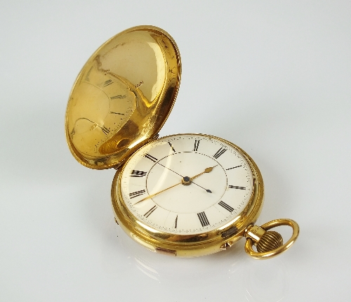 A late 19th century 18ct gold chronometer full hunter pocket watch, hallmarked Chester 1889, the