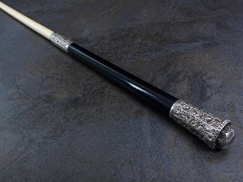 A Victorian silver mounted ebony and ivory conductors baton, AJC, London 1898, the three silver - Image 3 of 3