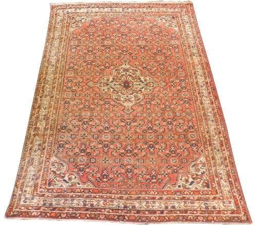 A Persian designed carpet, second half 20th century, the five narrow borders on a cream ground, with