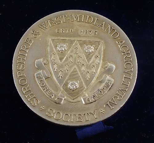 A silver medal awarded from the Shropshire and West Midland Agricultural Society to Alfred Darby