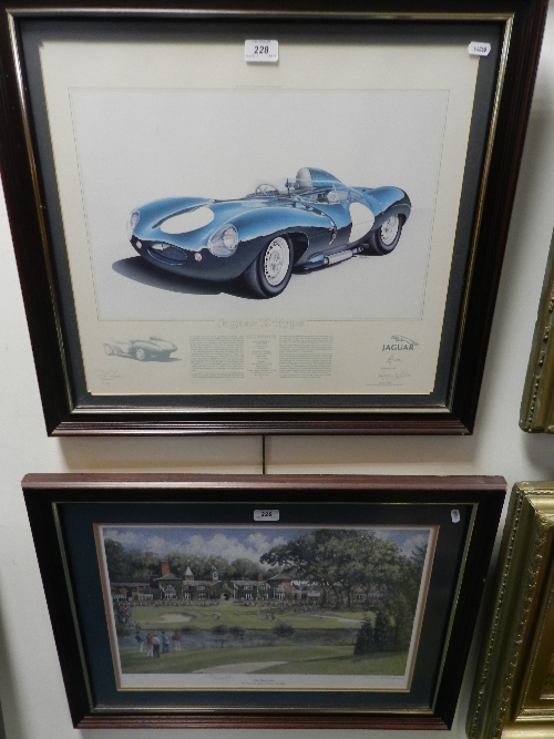 John Francis, signed limited edition print Jaguar D-Type 580, also signed by Stirling Moss and