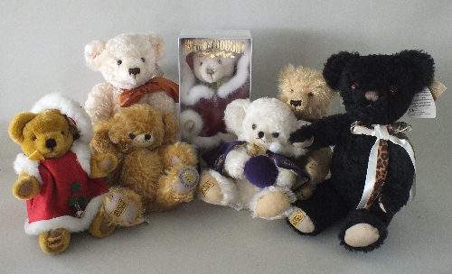 A group of seven Merry Thought Teddy Bears, to include a Coronation Jubilee Bear, a similar bear
