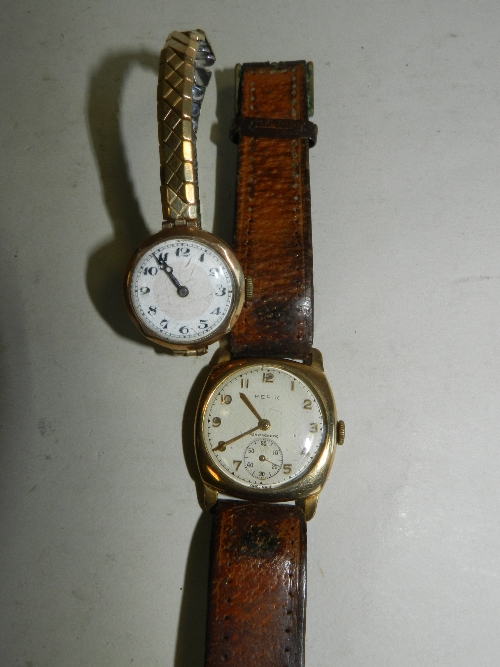 A Hefik 9ct gold wrist watch with subsidiary seconds together with a lady's 9ct gold wrist watch and