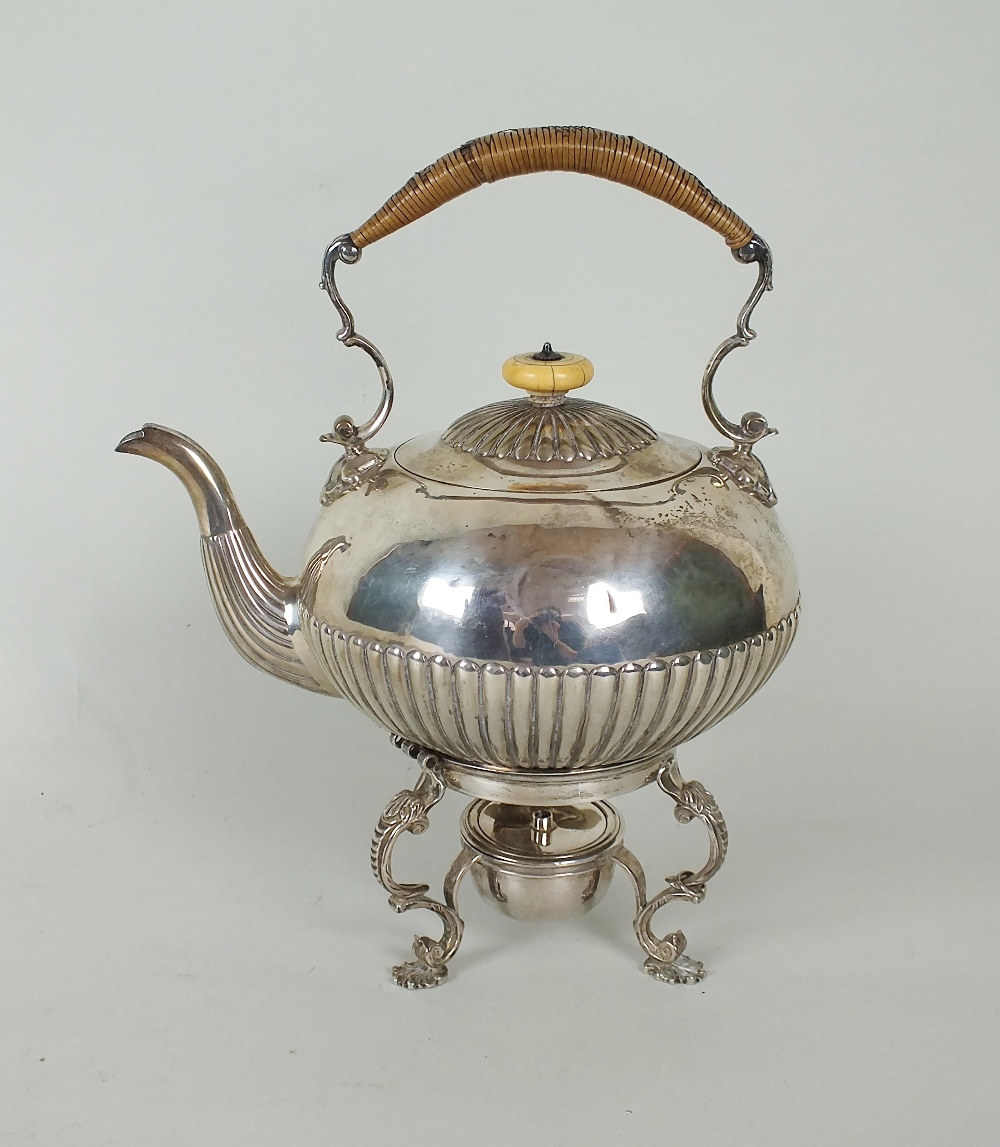 A George III silver spirit kettle, stand