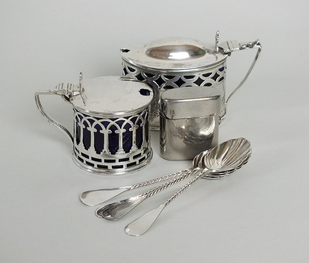 An Edwardian silver mustard, William Comyns & Sons, London 1904, of circular pierced form with