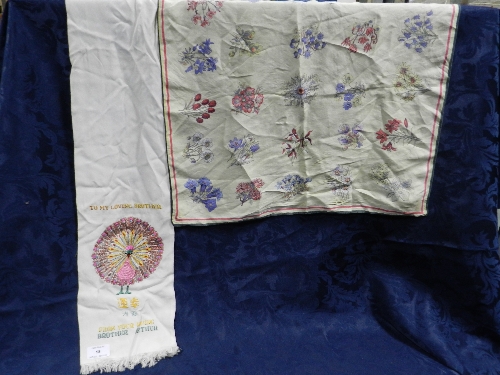 A British Pacific Fleet embroidered satin scarf from HMS Newfoundland together with a silk scarf