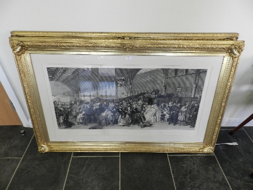 After William Powell Frith, pair of black and white prints, 'Derby Day' and 'The Railway Station',