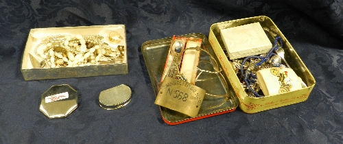 Two cameo brooches; an assortment of costume jewellery; various other items to include teaspoons