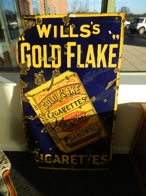 A Wills's Gold Flake cigarette enamel sign