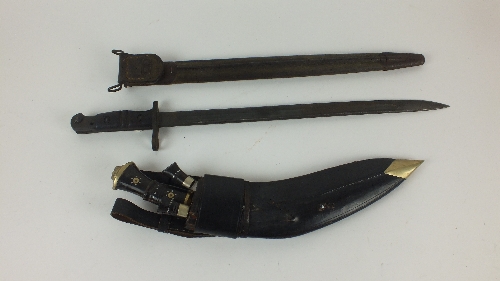 A First World War U.S. M1917 Bayonet, right ricasso marked 'US' with ordinance bomb symbol, left