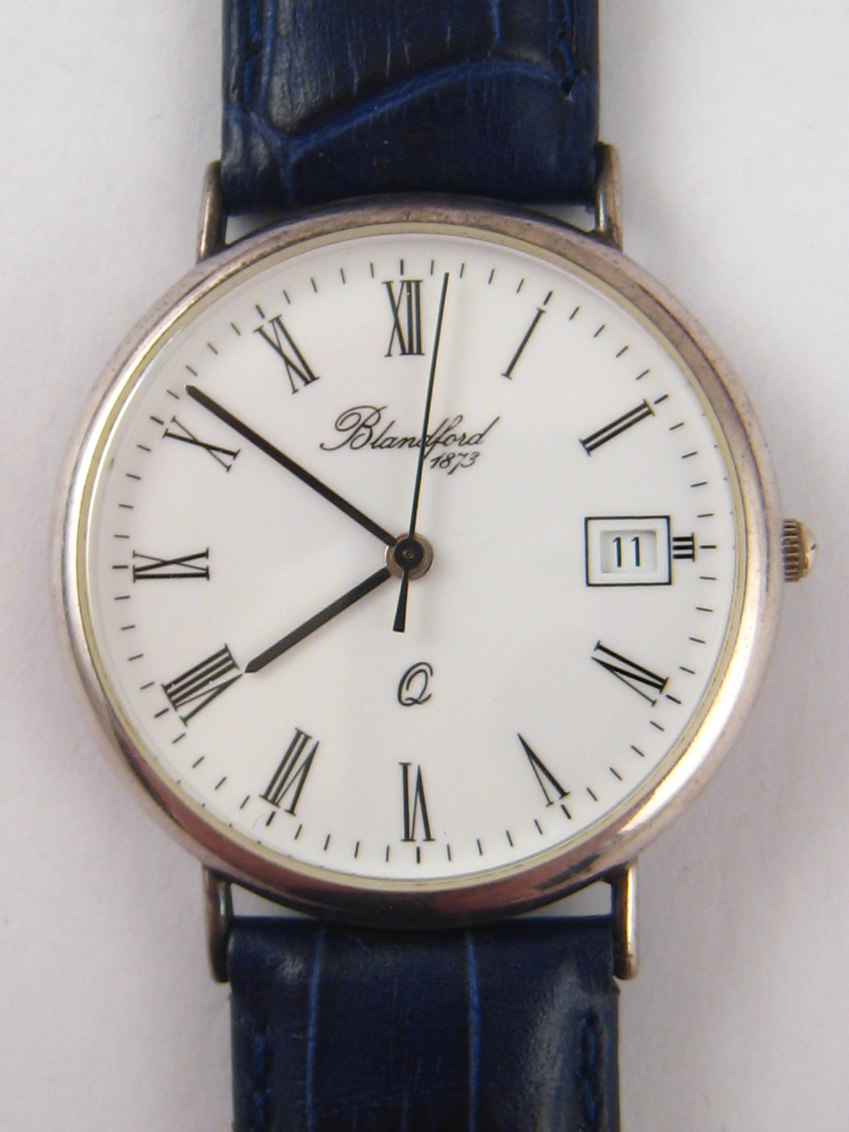 A gent's sterling silver wrist watch, the dial signed Blandford 1873, quartz movement, case approx