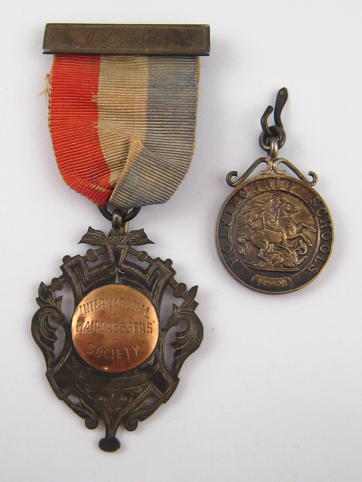 A mixed lot comprising a silver Polytechnic Schools Football medal dated 1929 and a silver