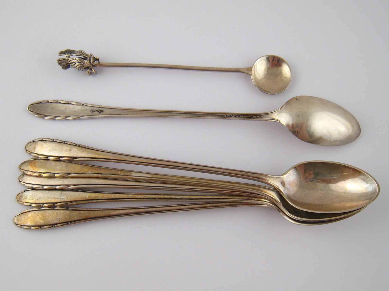 A set of six Gorham long handled silver sundae spoons, Lyric pattern, marked sterling , together
