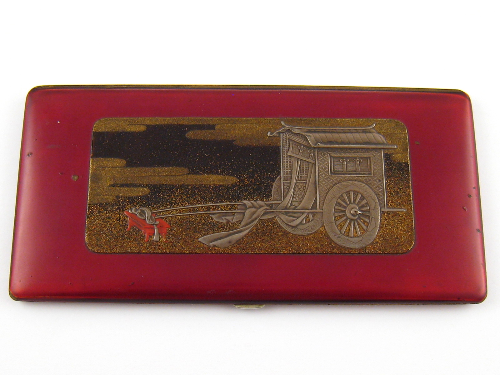 A Japanese lacquered cigarette case, approx 18 x9 cm.