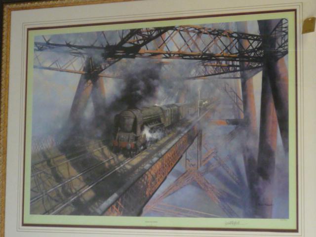 Larger Scale Models & Railway Items. David Shepherd "Over the Forth" coloured reproduction limited