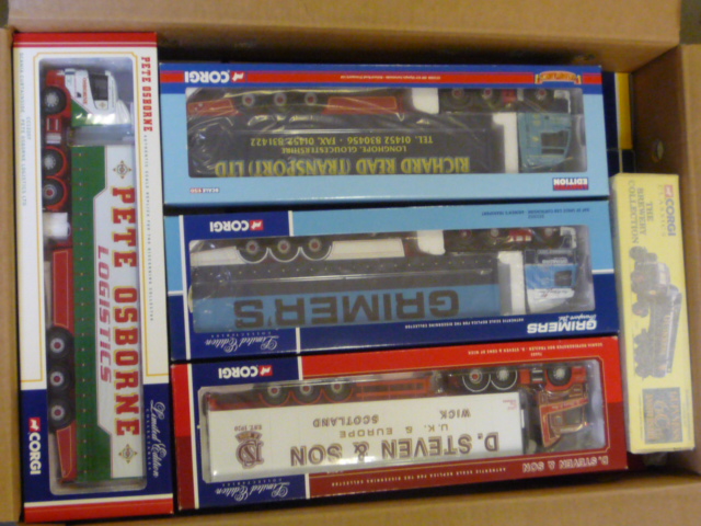 Diecast Vehicles. Twelve larger Corgi Classics articulated box vans and other vehicles, all boxed, E