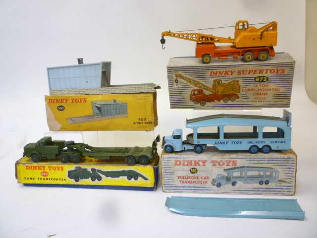 Diecast Vehicles. 972 20 ton Lorry Mounted Crane, boxed, F-G, 582 Pullmore Car Transporter and ramp,