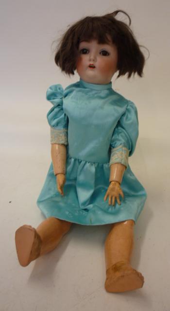 Dolls & Equipment. A Catterfelder Puppenfabrik bisque head girl doll with brown glass sleeping eyes,