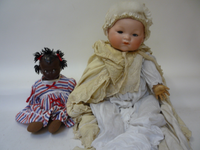 Dolls & Equipment. An Armand Marseille bisque head Dream baby doll with blue glass sleeping eyes,