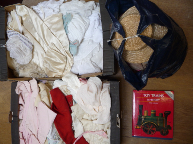Dolls & Equipment. A large quantity of doll`s/baby`s clothing in cotton, wool, lace and silk, dolls`