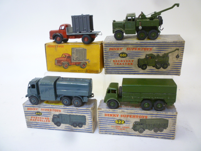 Diecast Vehicles. 661 Recovery Tractor, box AF, 622 10 ton Army Truck, boxed, 642 Pressure