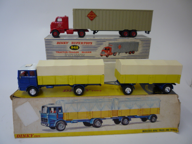 Diecast Vehicles. 948 Tractor-Trailer MacLean, boxed, G, 917 Mercedes-Benz Truck and Trailer, box