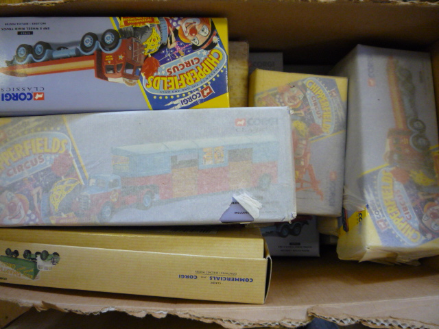 Diecast Vehicles. Thirty two Corgi Classics Circus models, boxed, most with tissue covers, E-M