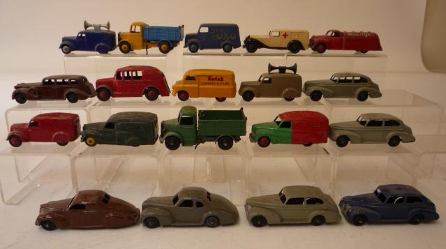 Diecast Vehicles. Nineteen early Dinky models including cars and vans, playworn