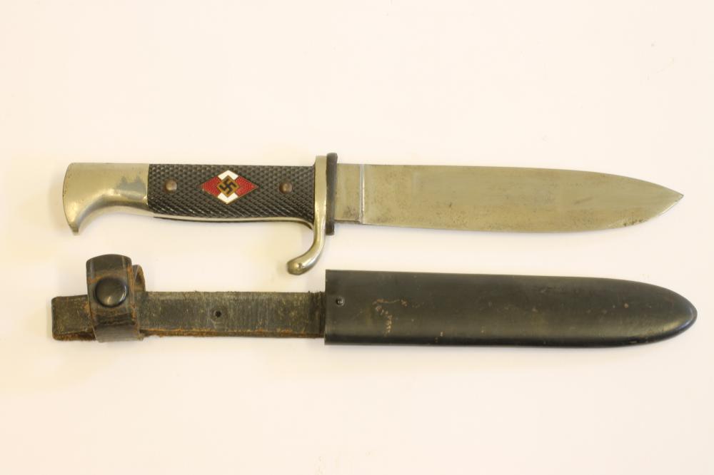 A HITLER YOUTH DAGGER, c.1940, maker Elkhorn Solingen, the single edged blade marked RZM M7/66 38,